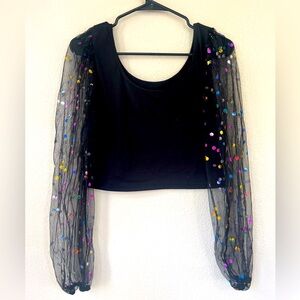 SHEIN Going Out Top With Colored Sparkle Sleeves